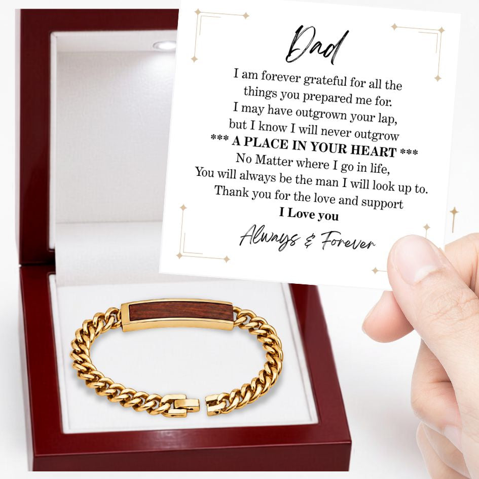 To My Dad Golden/Steel Bubinga Bracelet DAD1