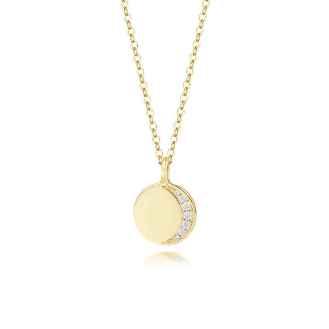 Crescent Coin Necklace - Gold Plated