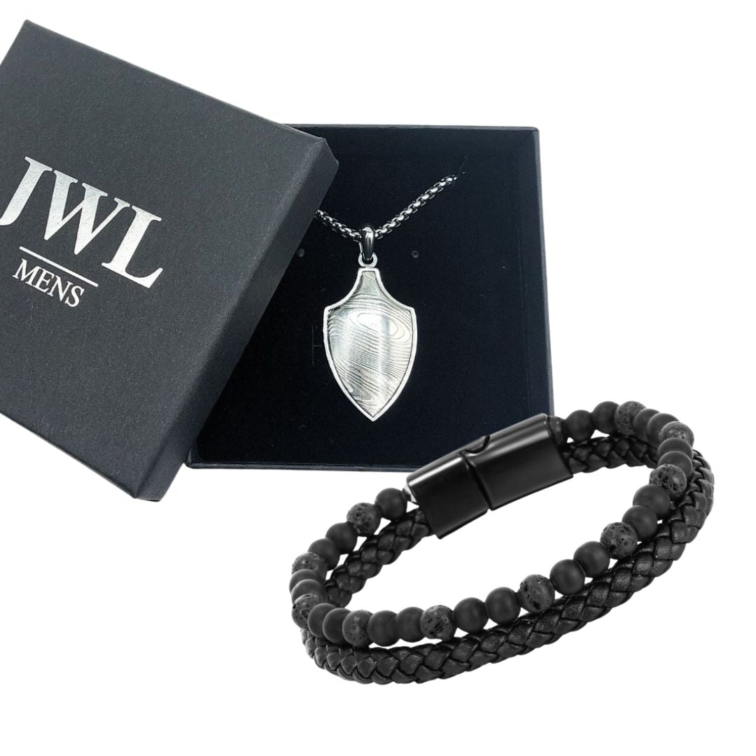 Mens Guardian Shield Necklace + FREE Bracelet M101