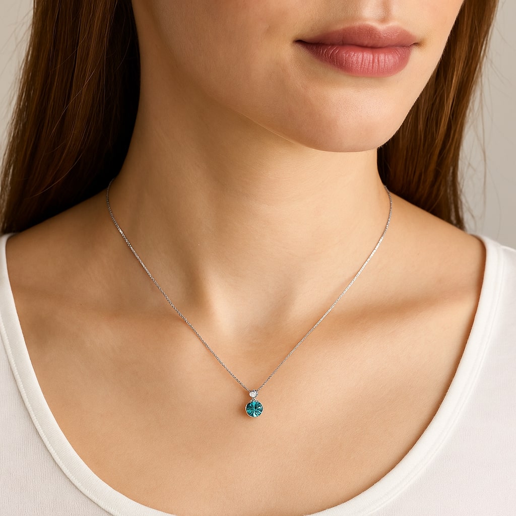 Classic Round Topaz Blue Solitaire Pendant