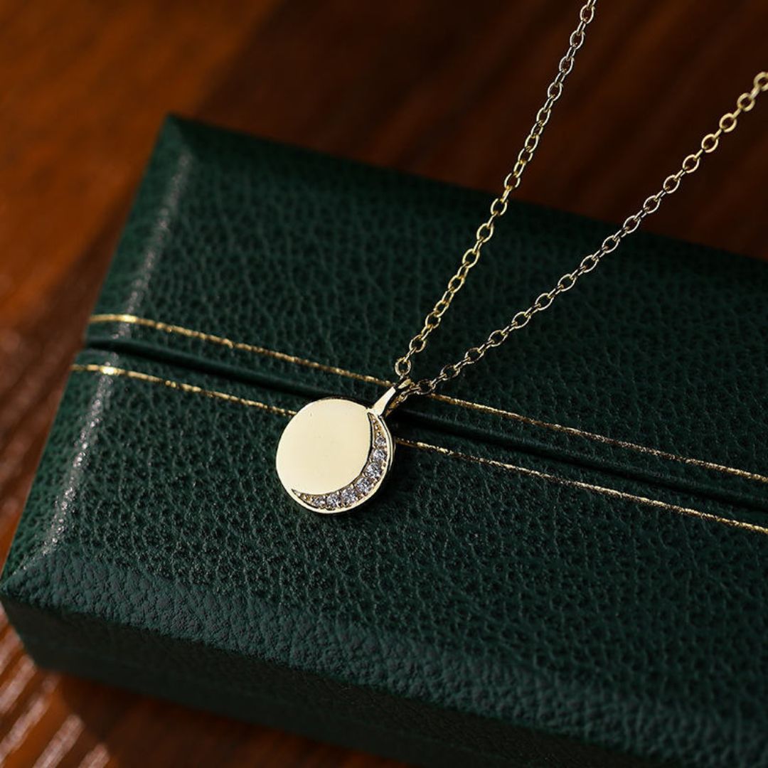 Crescent Coin Necklace - Gold Plated