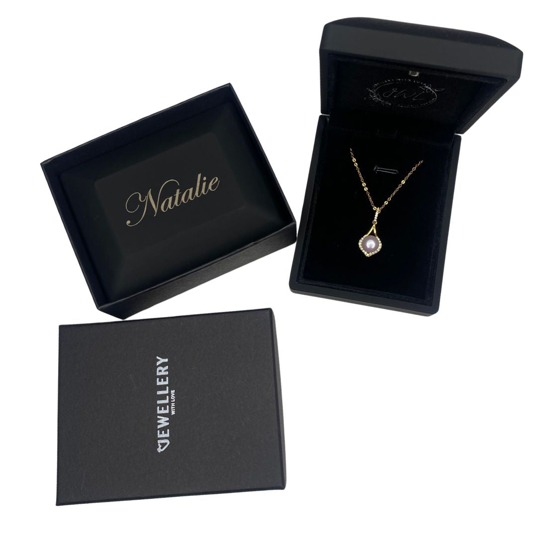 Single Pearl Teardrop Necklace in Gold Finish