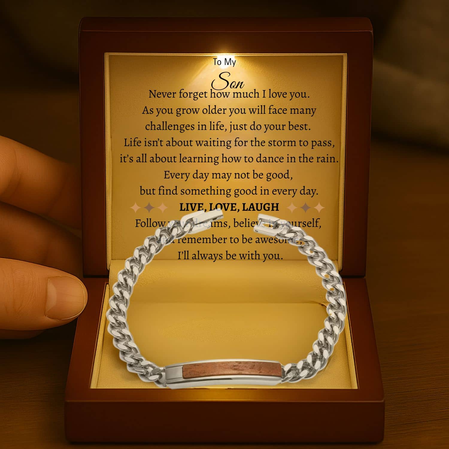 To My Son Golden/Steel Bubinga Bracelet BubSon3