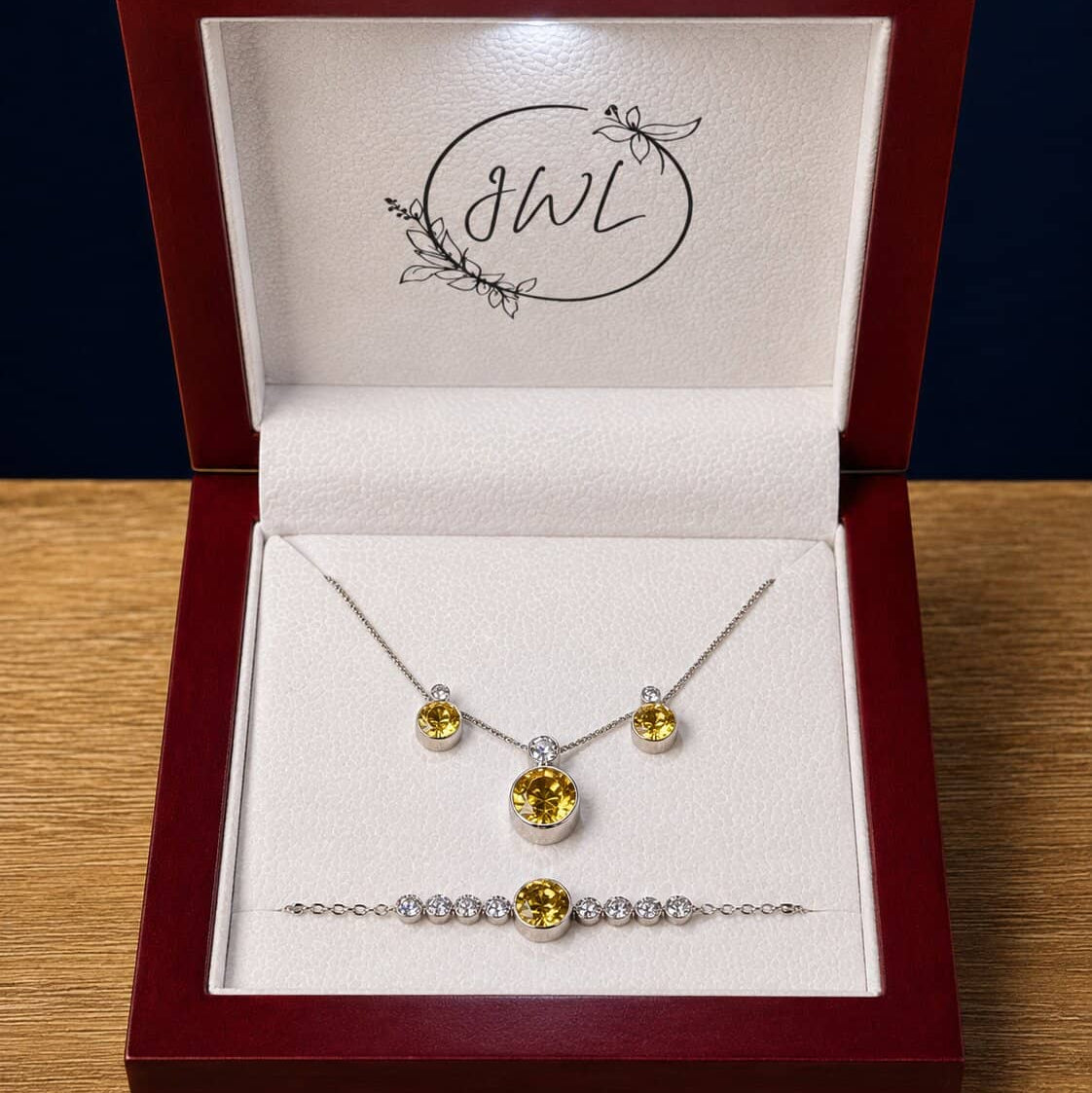 3-Piece Citrine Yellow Crystal Jewellery Gift Set