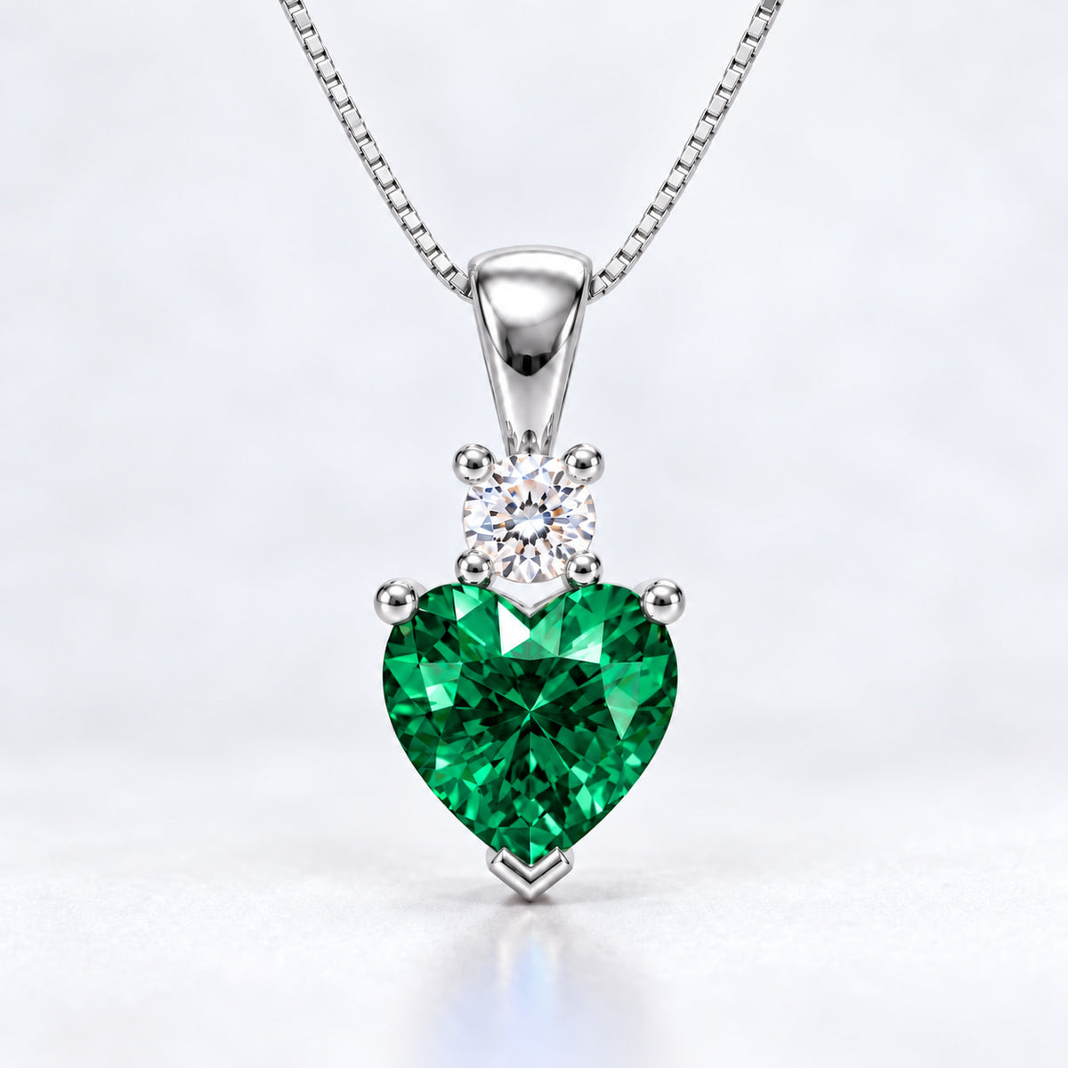 1.11ct Lab-Grown Emerald Green Heart Pendant Necklace