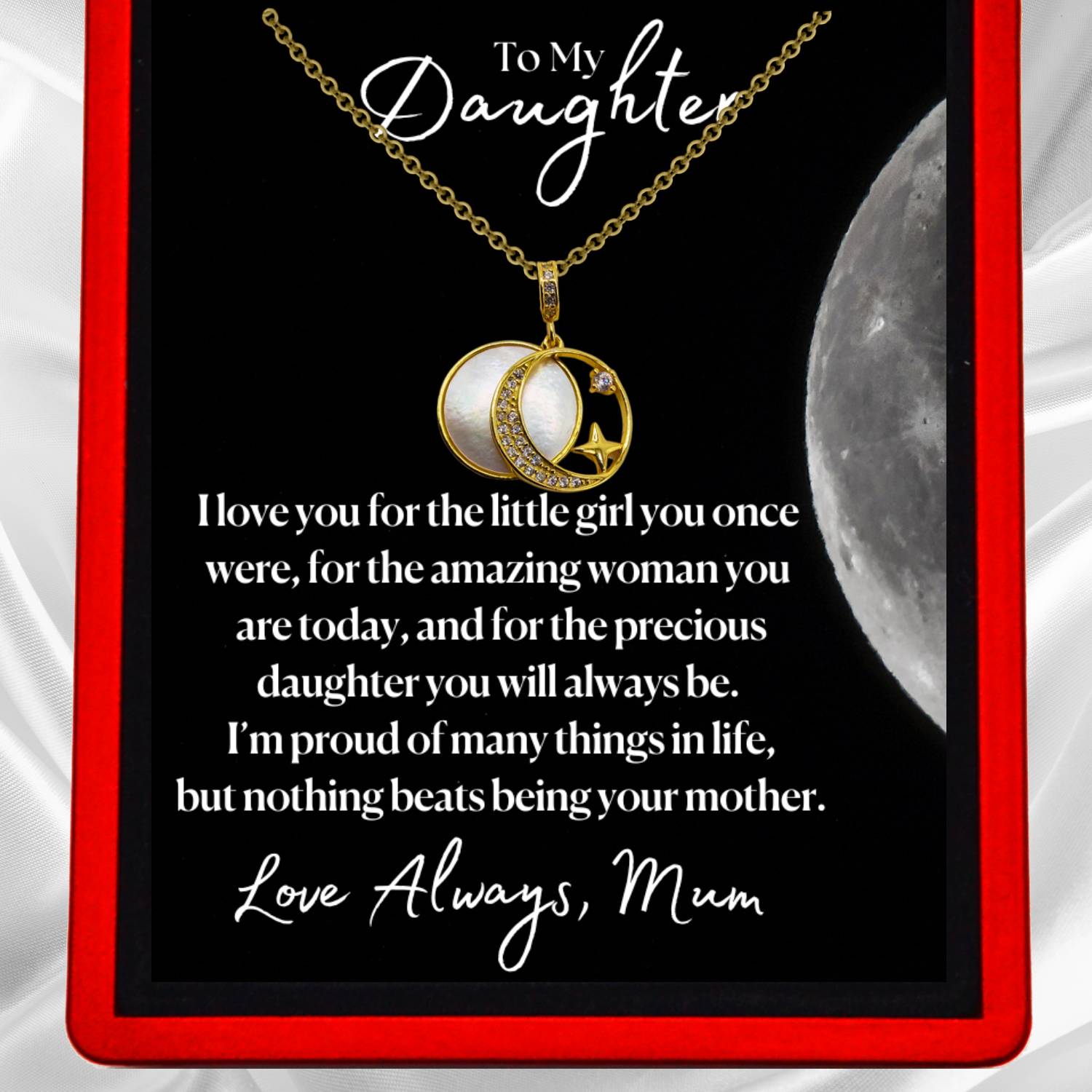 To my Daughter, "Proud Parent" Guiding Star Necklace - Gold Vermeil & Sterling Silver - DT64