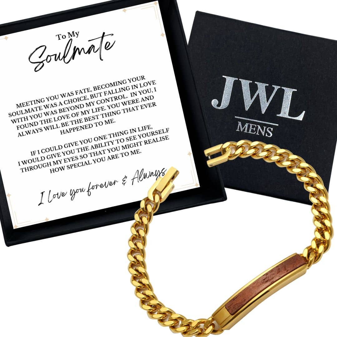 To My Soulmate Golden/Steel Bubinga Bracelet