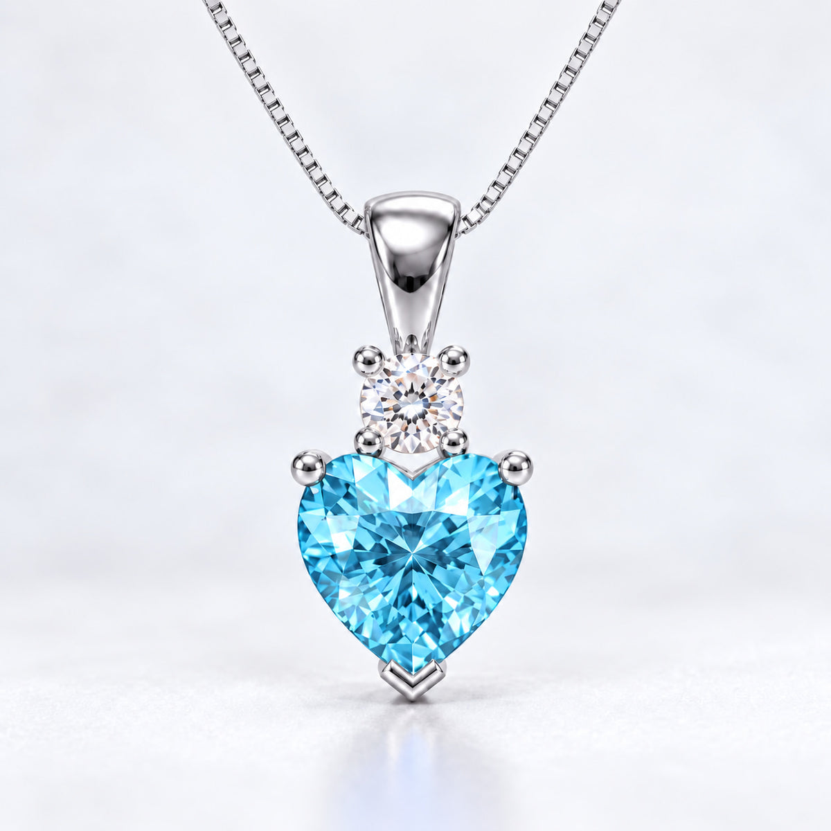 2.27ct Lab-Grown Aquamarine Blue Heart Pendant Necklace