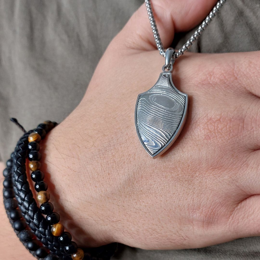 To My Wonderful Husband/Soulmate Damascus Shield Necklace