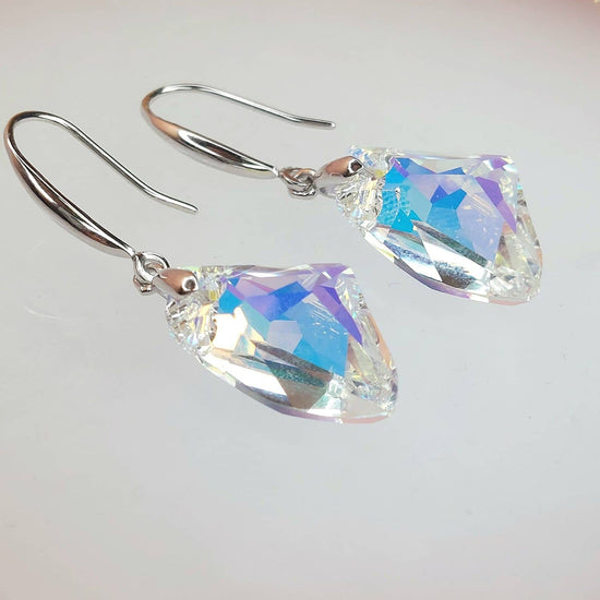 Iridescent Crystal Earrings- Made with Austrian AB Crystals