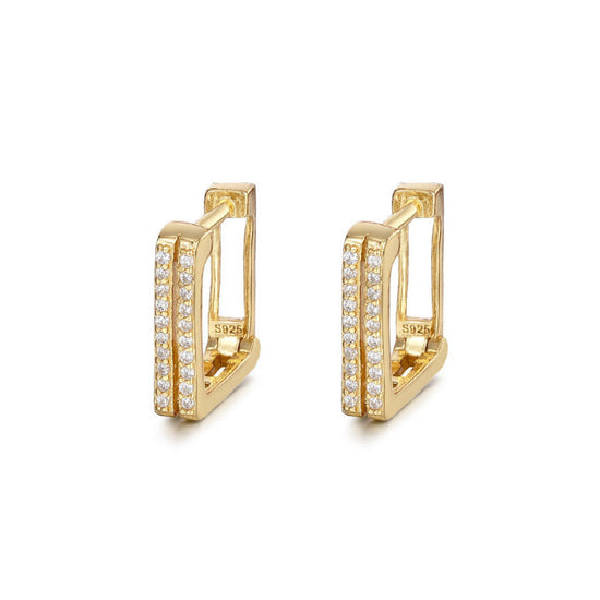 JWL Hoop Block Earrings - Gold Vermeil or Sterling Silver