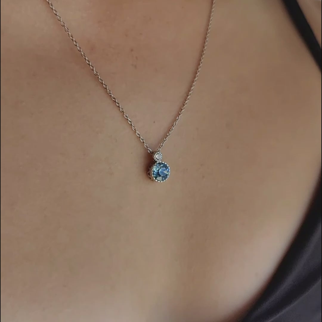 Load and play video in Gallery viewer, Happy Birthday Mummy Necklace/ Gift Set - Aquamarine Solitaire - mummy3
