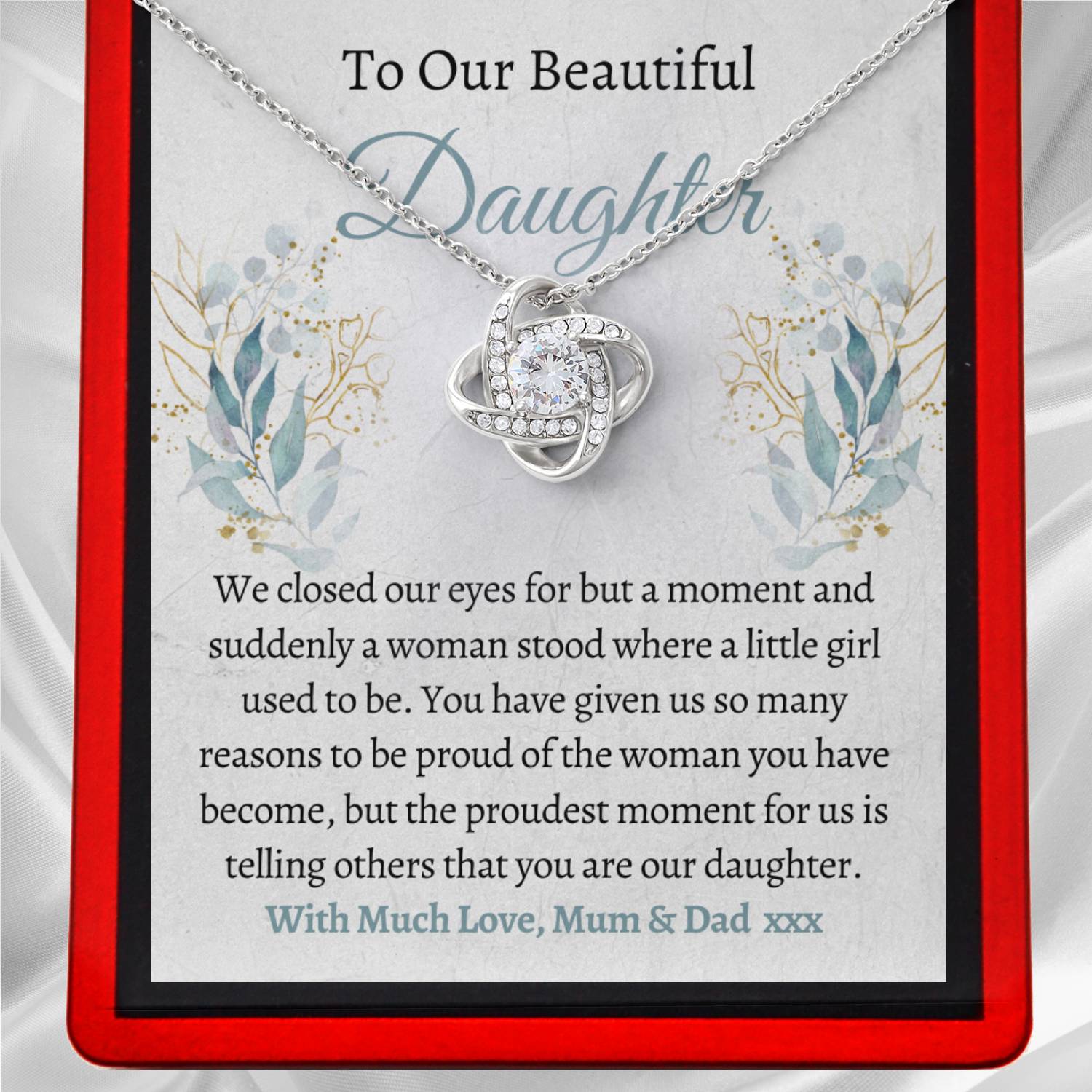To Our Beautiful Daughter Necklace Proud Mum Dad DT19