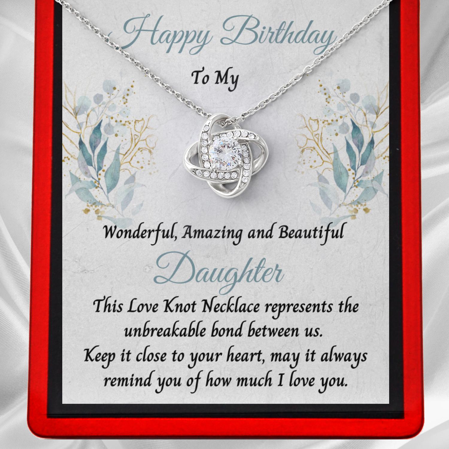 Happy Birthday Daughter Love Knot Necklace