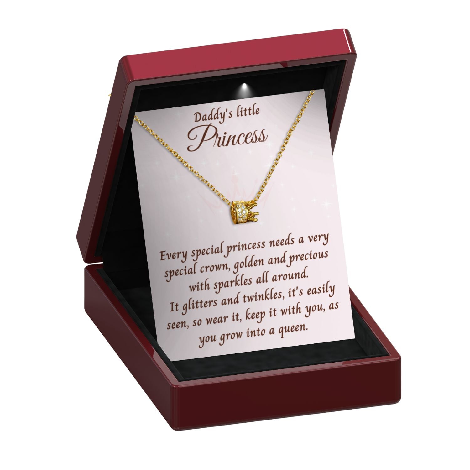 Daddy's Little Princess Crown Necklace - Gold Vermeil or Silver