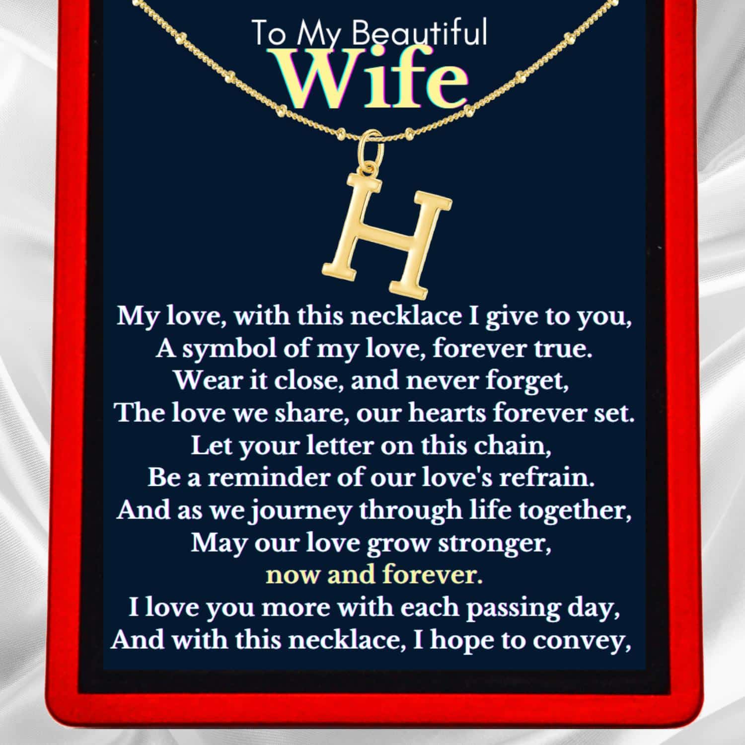 To My Wife Delicate Vermeil Initial & Birthstone Necklace WF19