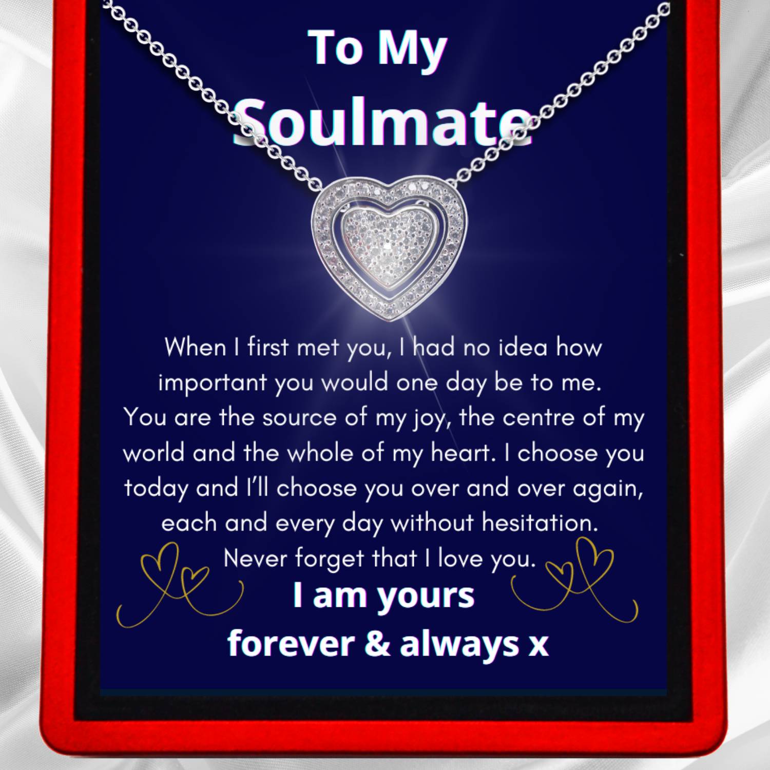 To My Soulmate 'I Choose You' 3in1 Necklace - Sterling Silver Trinity Heart Necklace - ST8