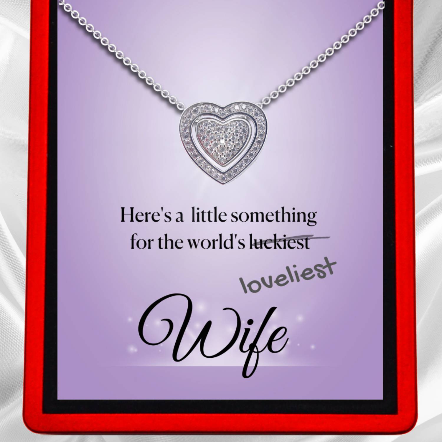 World's Luckiest Wife 3in1 Necklace Funny Message - Sterling Silver Trinity Necklace - WF18