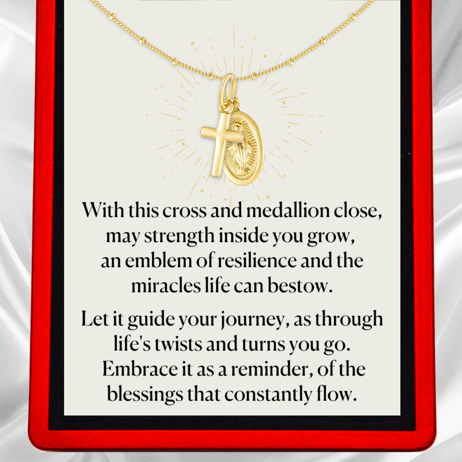 Strength and Resilience Milagro Vermeil Necklace Virgin Mary and t