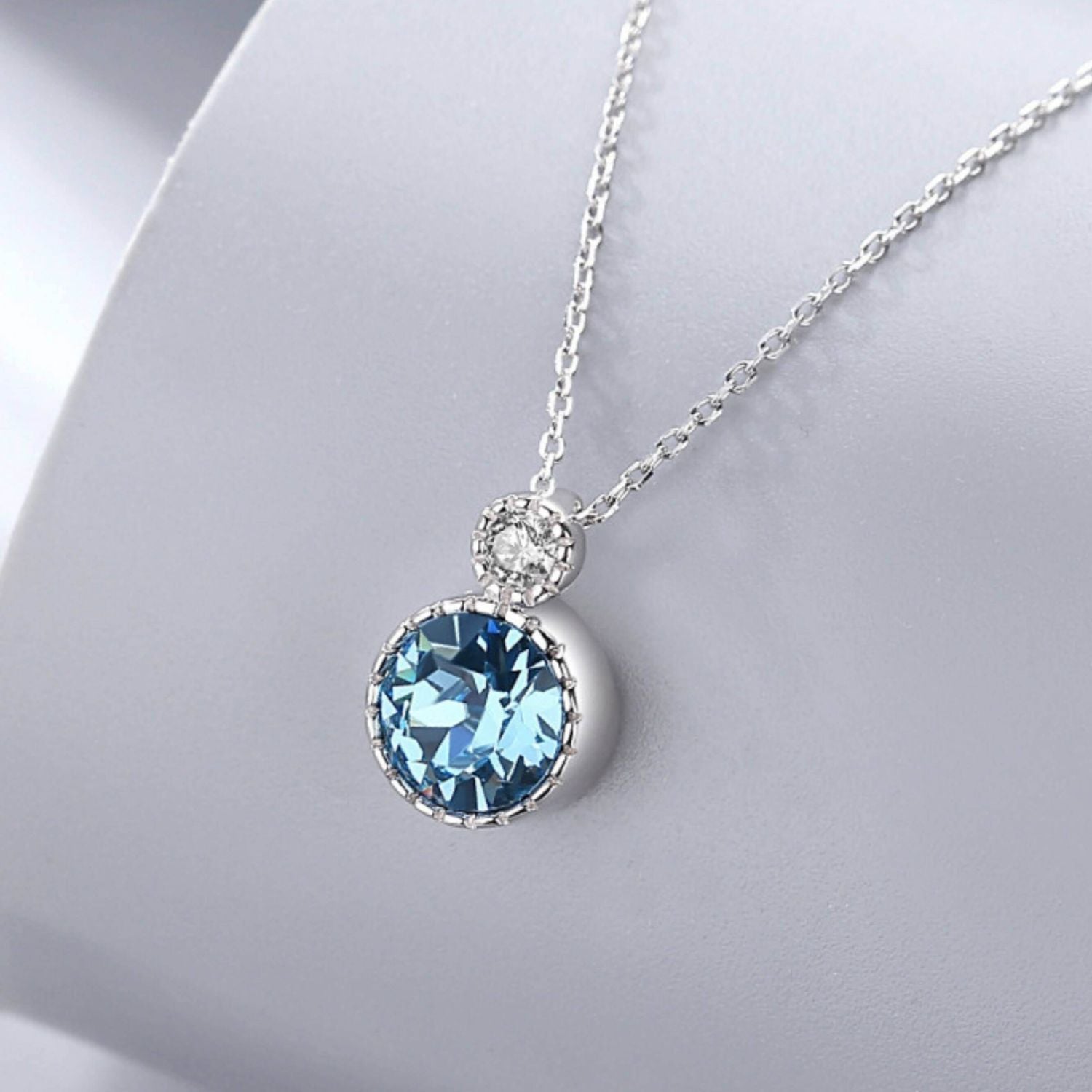 Classic Round Aquamarine Solitaire Pendant