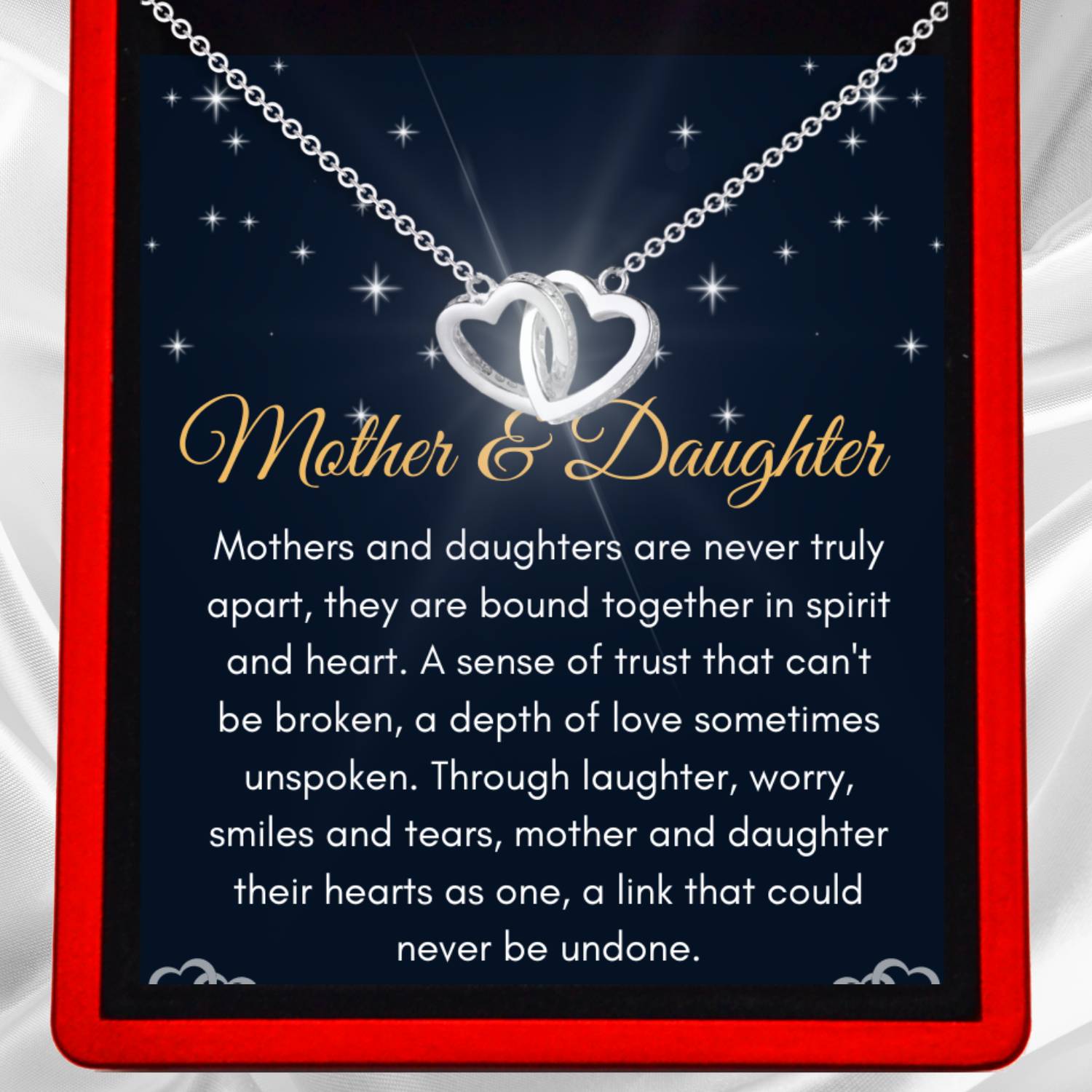 Mothers & Daughters - Interlocking Silver or Gold Vermeil Hearts Necklace DT51