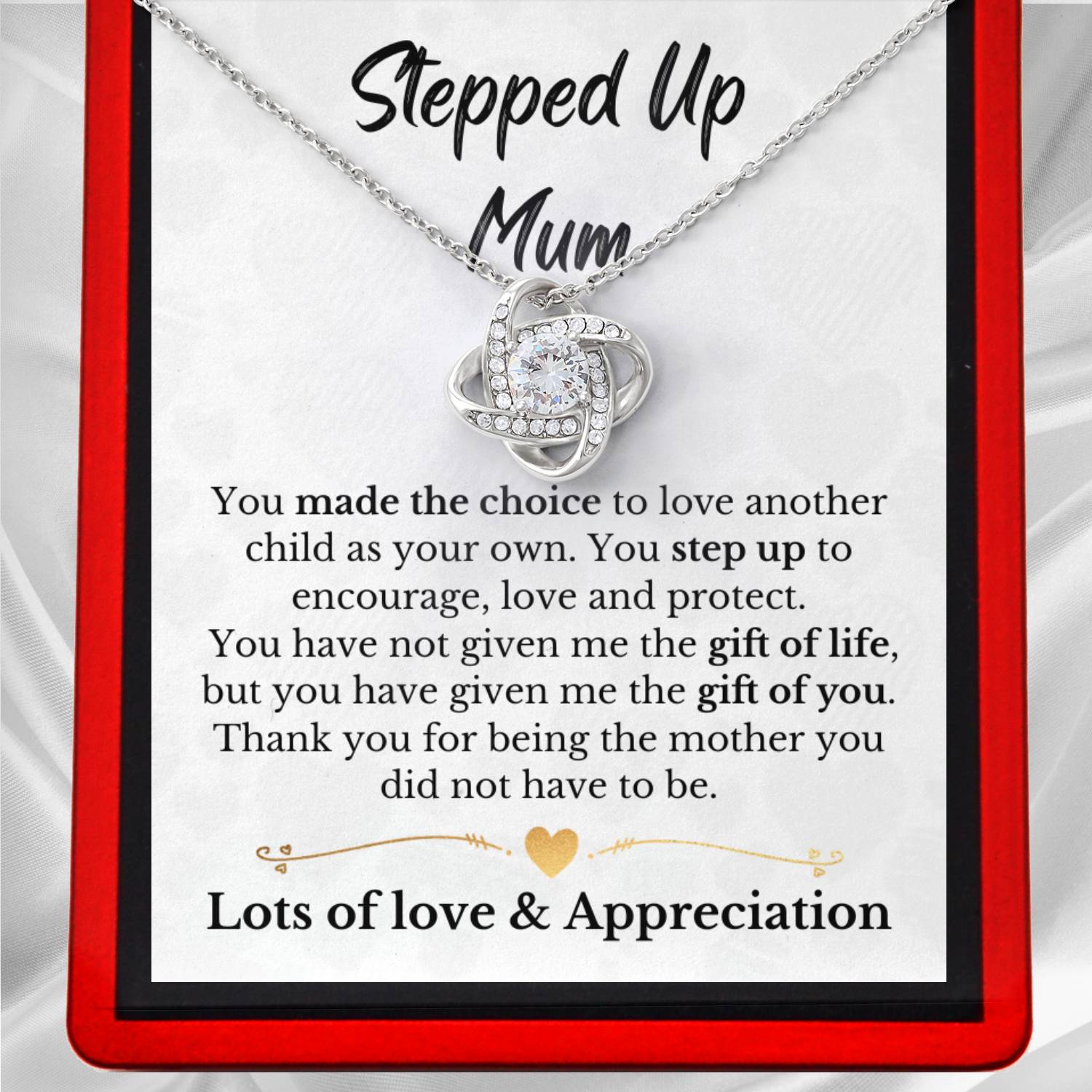 Step Mum Necklace Sterling Silver Love Knot