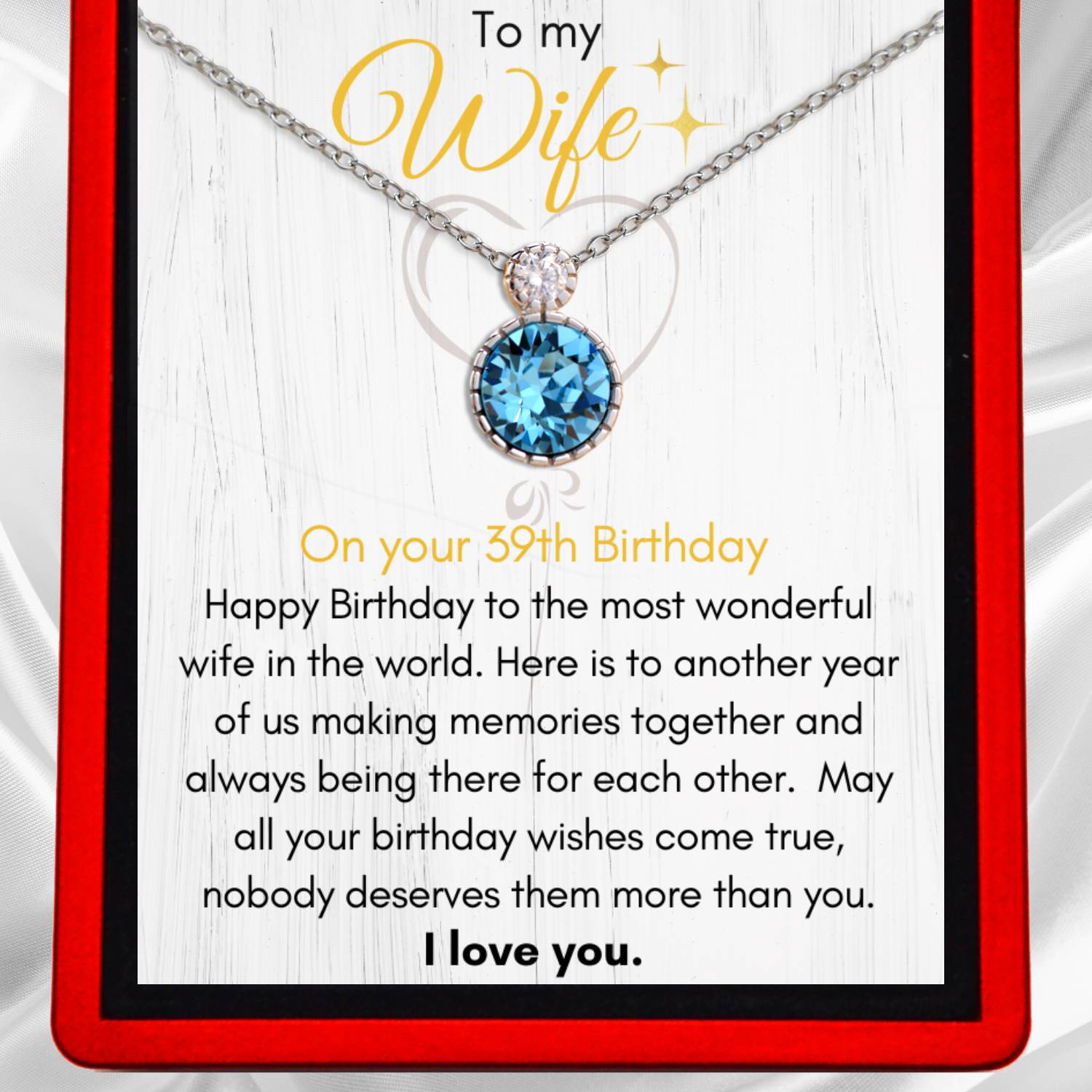 Personalised Wife Birthday - Aquamarine Solitaire Necklace WF8