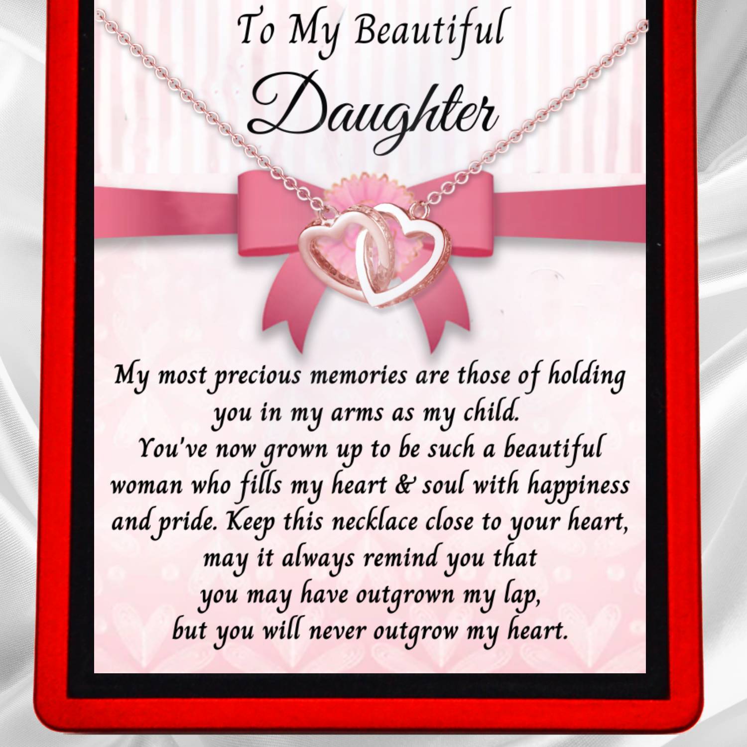 To My Beautiful Daughter Joined Hearts Necklace - DT10