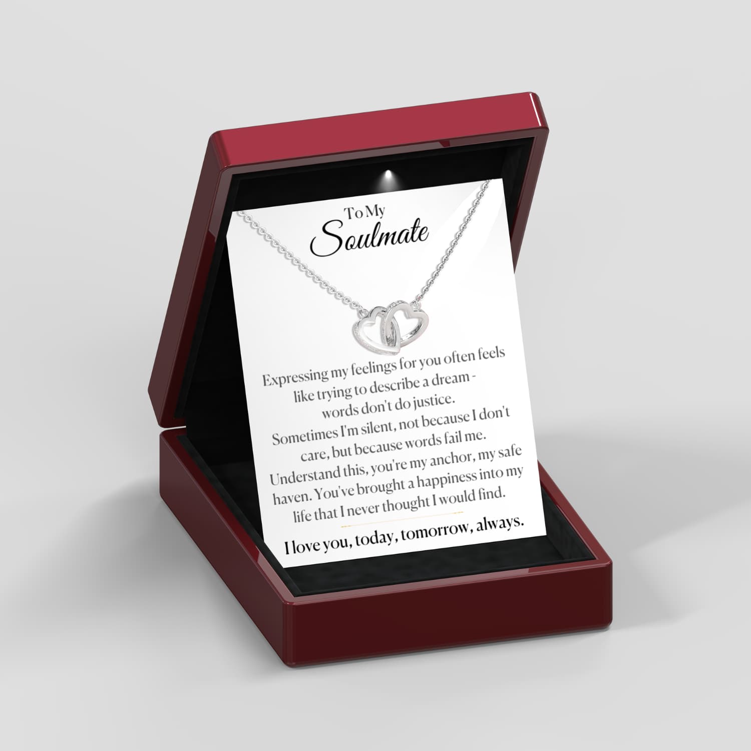 To My Soulmate 'My Safe Haven' - Interlocking Silver or Gold Vermeil Hearts Necklace ST20