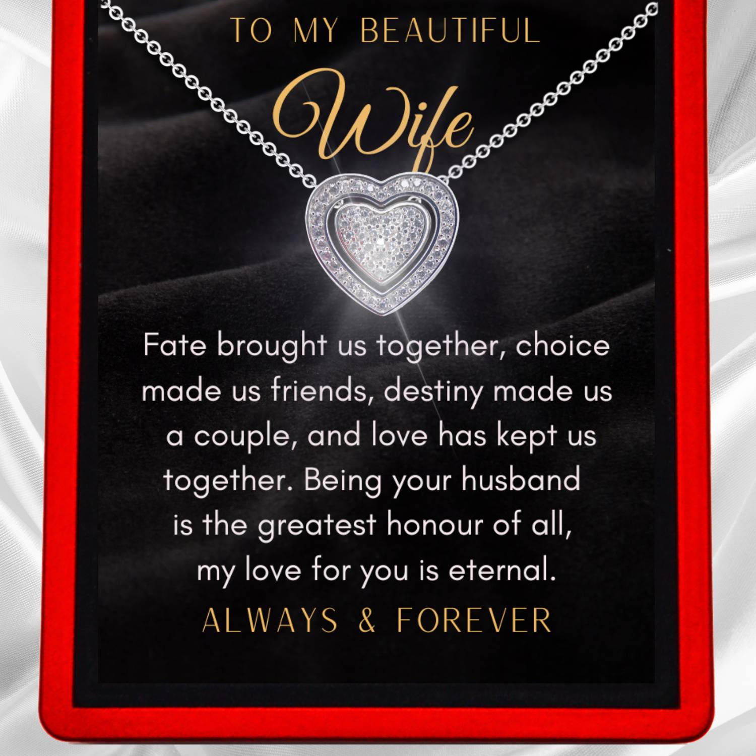 To My Wife 'Love is Eternal' 3 in 1 Necklace - Sterling Silver Trinity Necklace - WF12