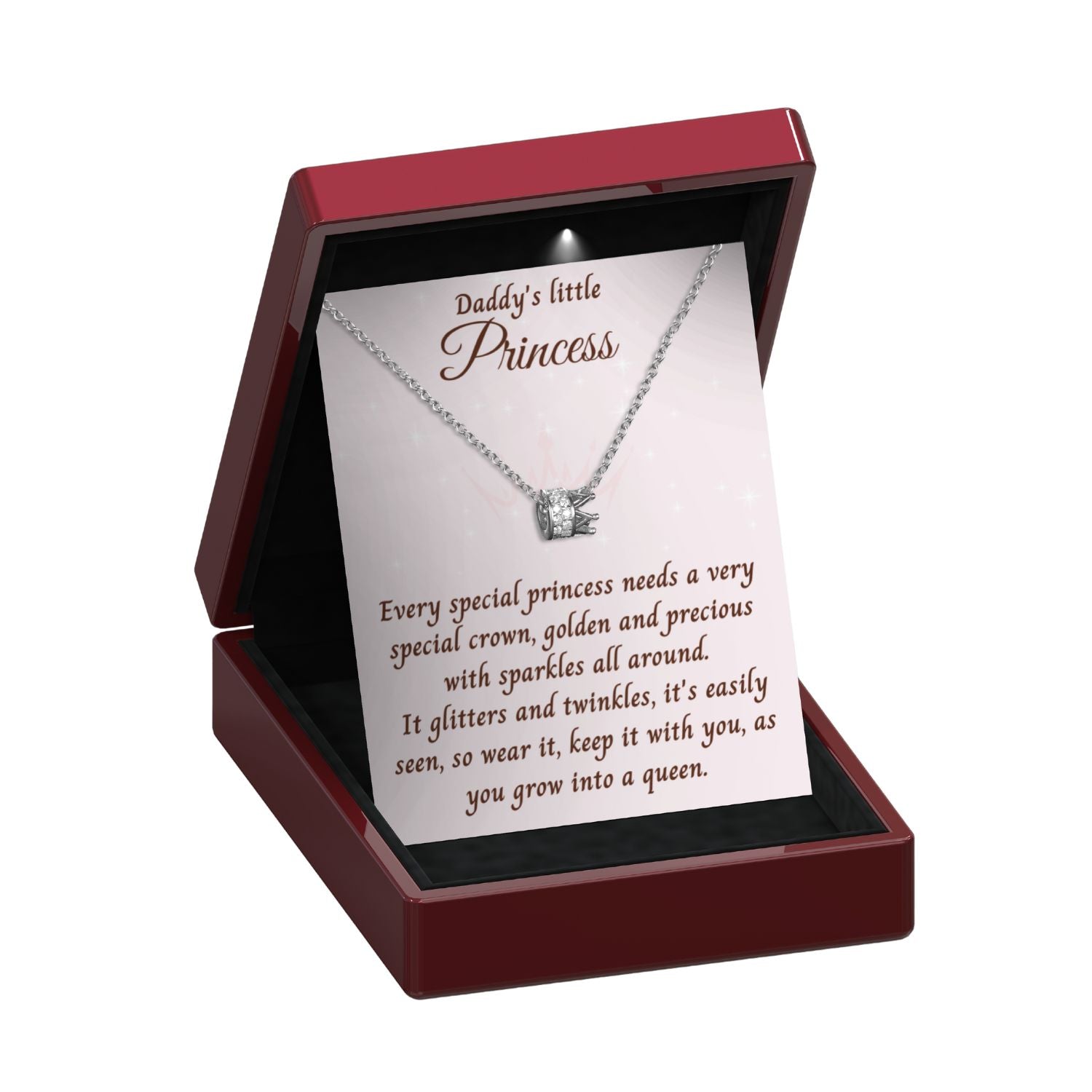 Daddy's Little Princess Crown Necklace - Gold Vermeil or Silver
