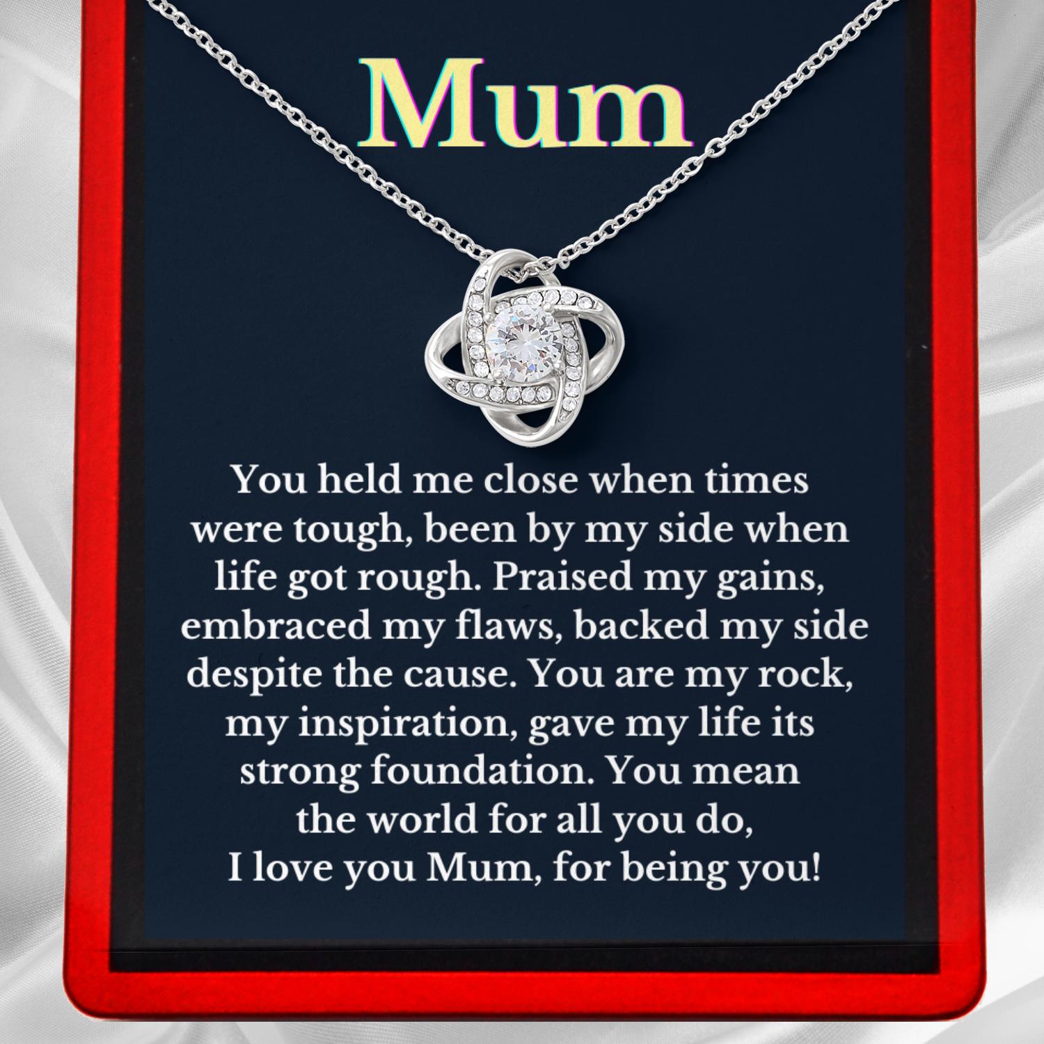 Mum Necklace/Gift - Sterling Silver Love Knot Necklace - Mum22