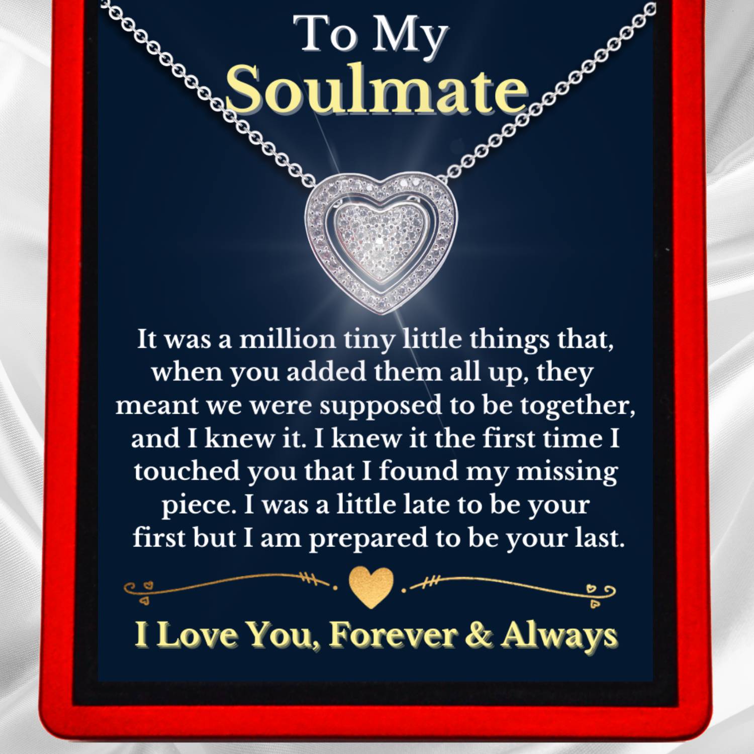 To My Soulmate ''Missing Piece'' 3in1 Necklace - Sterling Silver Trinity Heart Necklace - ST11
