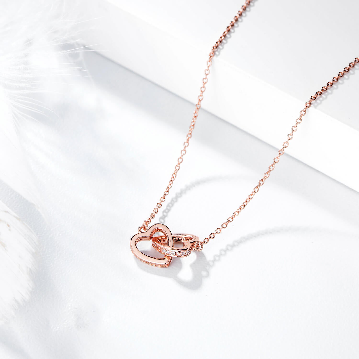 Joined Hearts Rose Gold Necklace | Jewellery With Love