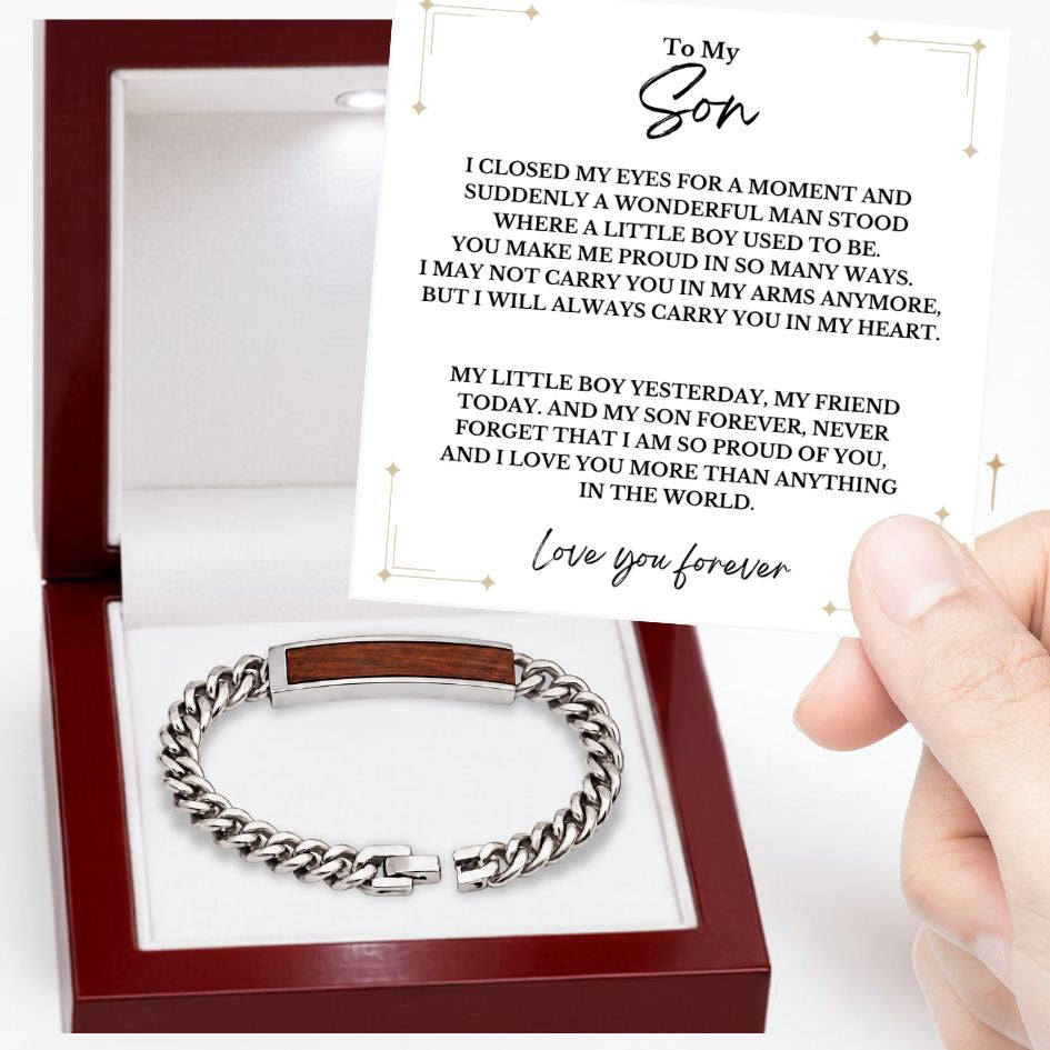 To My Son Golden/Steel Bubinga Bracelet
