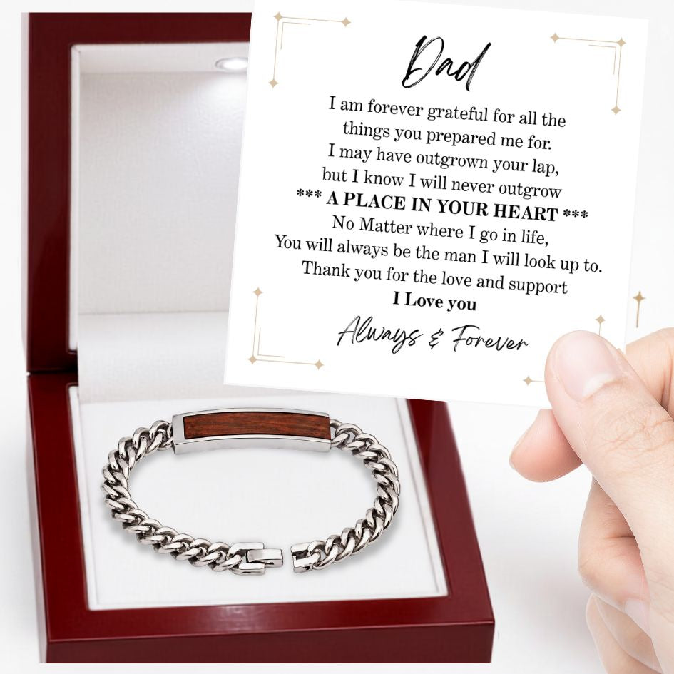 To My Dad Golden/Steel Bubinga Bracelet DAD1
