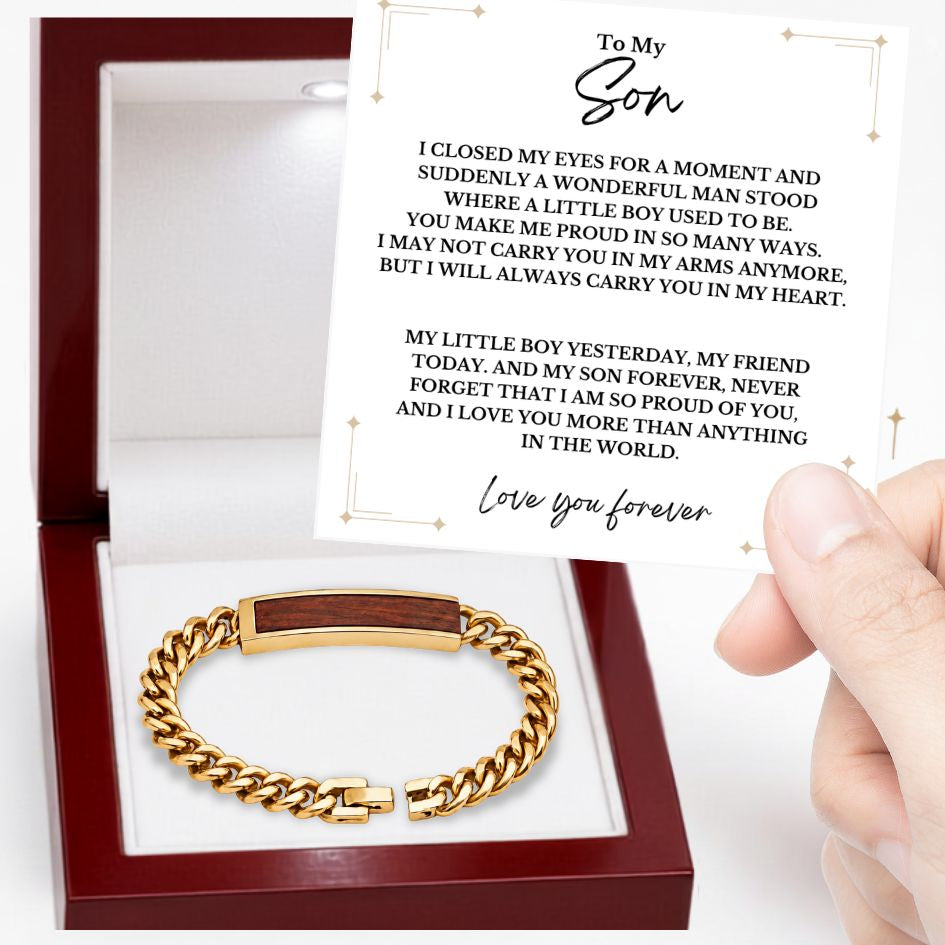 To My Son Golden/Steel Bubinga Bracelet