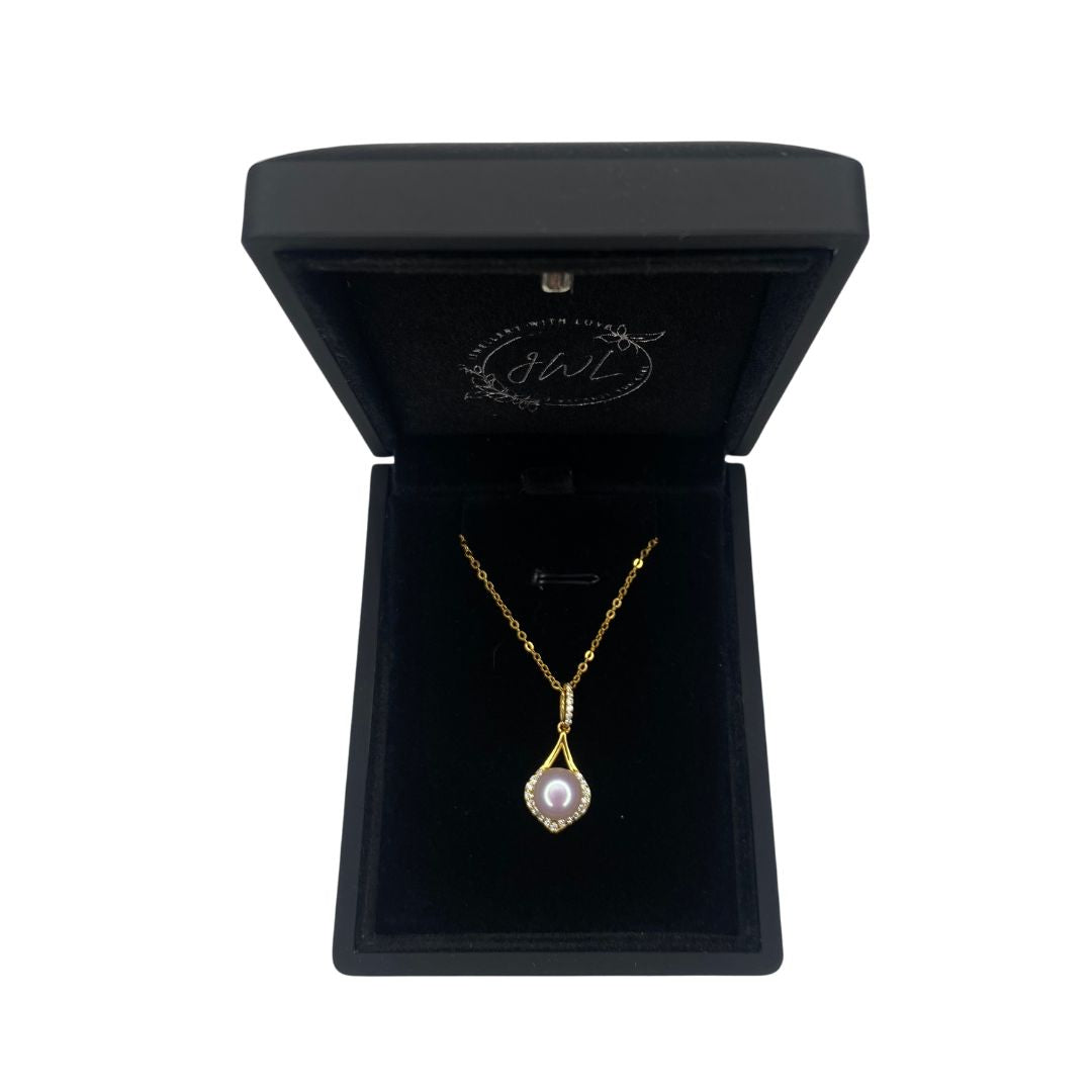 Single Pearl Teardrop Necklace in Gold Finish