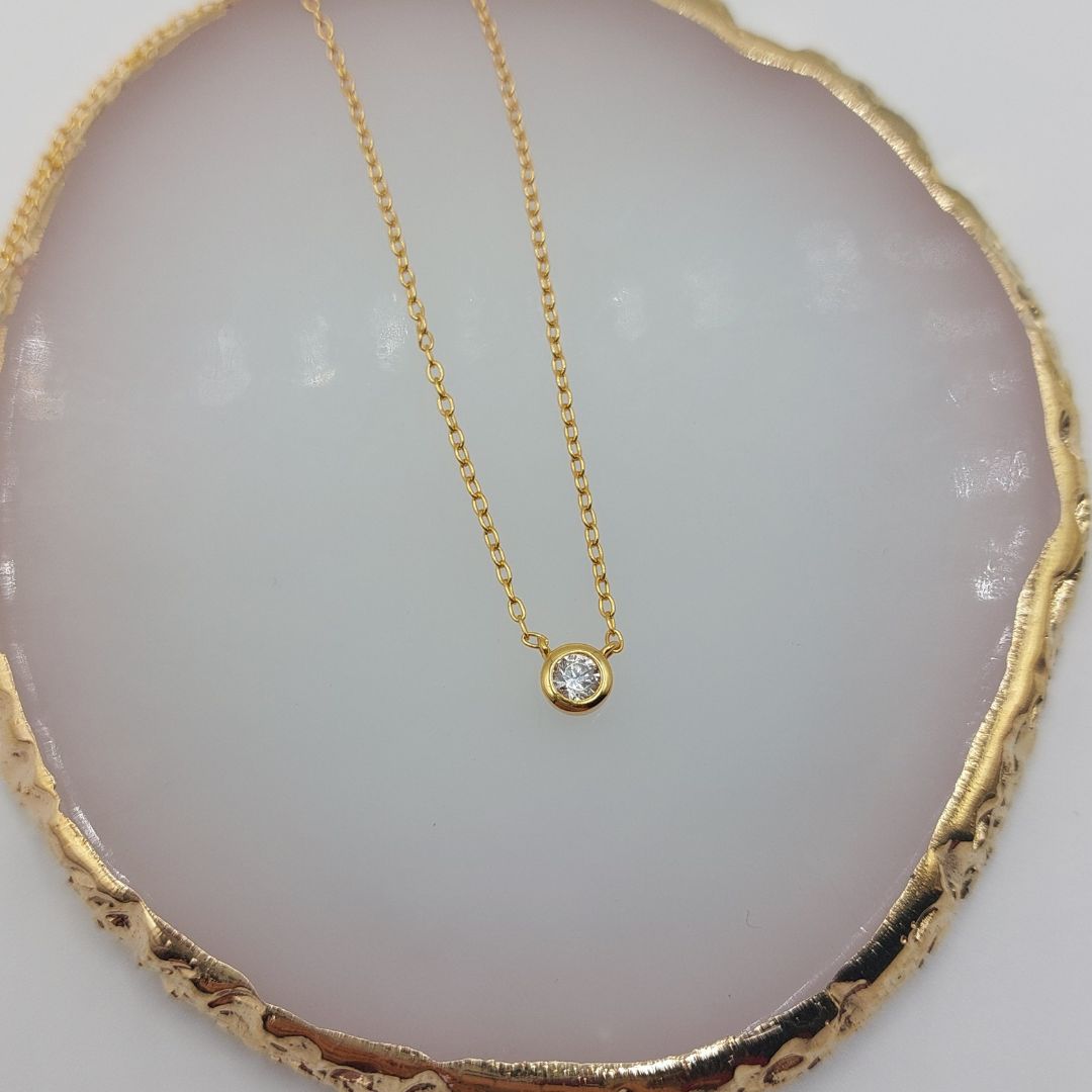 Solitaire Gold Vermeil Necklace