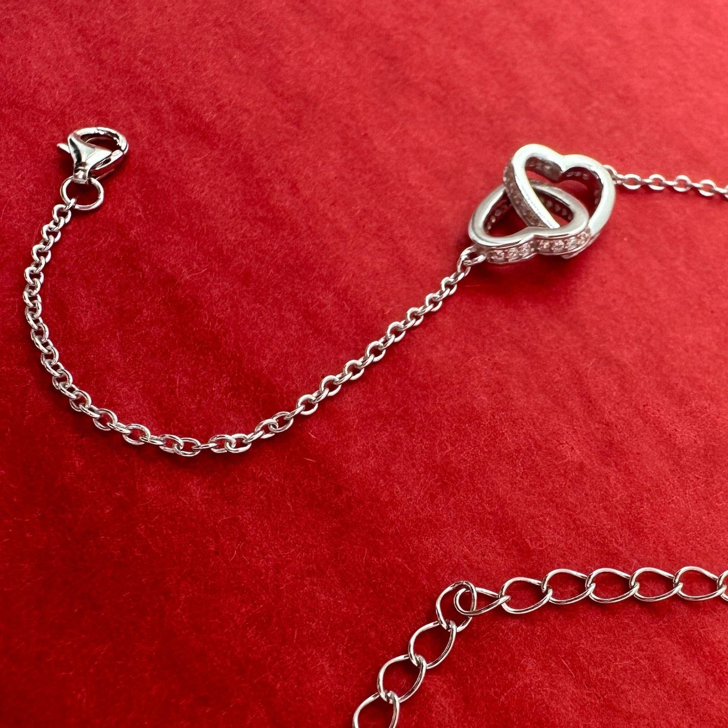 Interlocking Hearts Jewellery Set, Necklace, Earrings & Bracelet- DHSSet