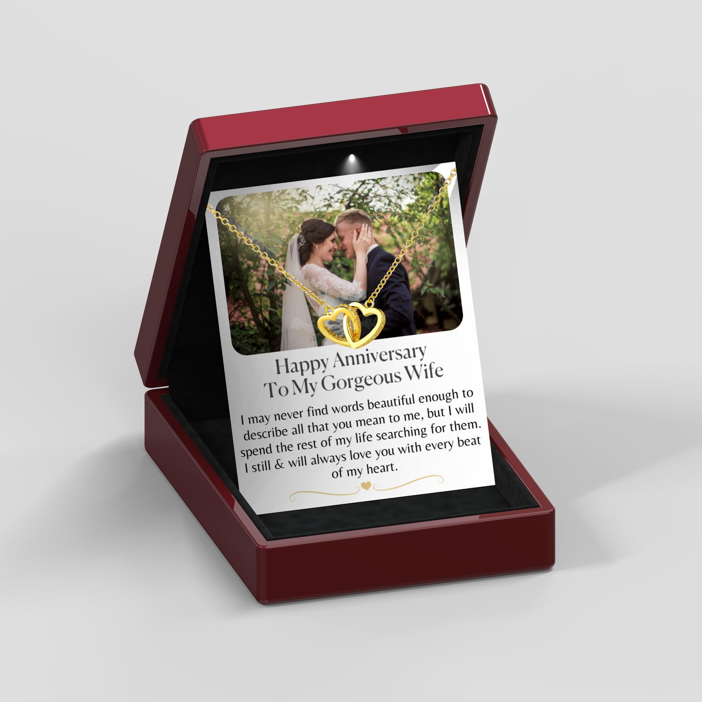 Custom Wedding Anniversary Photo Card - Interlocking Gold Vermeil Hearts Necklace - Anniversary4