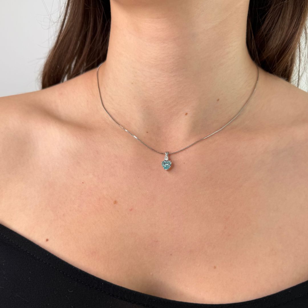 2.27ct Lab-Grown Aquamarine Blue Heart Pendant Necklace