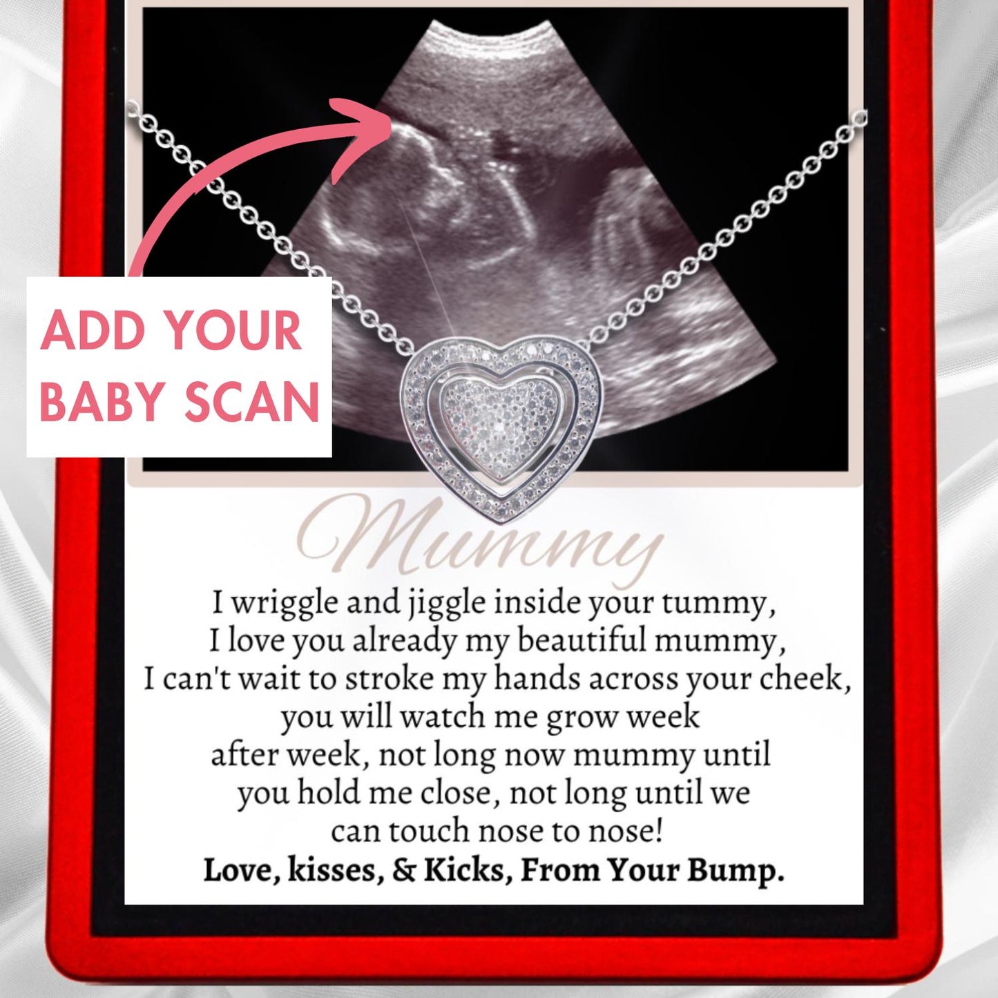 Ultrasound "Mummy To be" Love Heart Trinity Necklace 3 in 1 - MummyScan