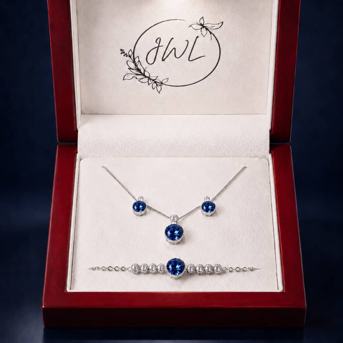 3-Piece Sapphire Blue Crystal Jewellery Gift Set
