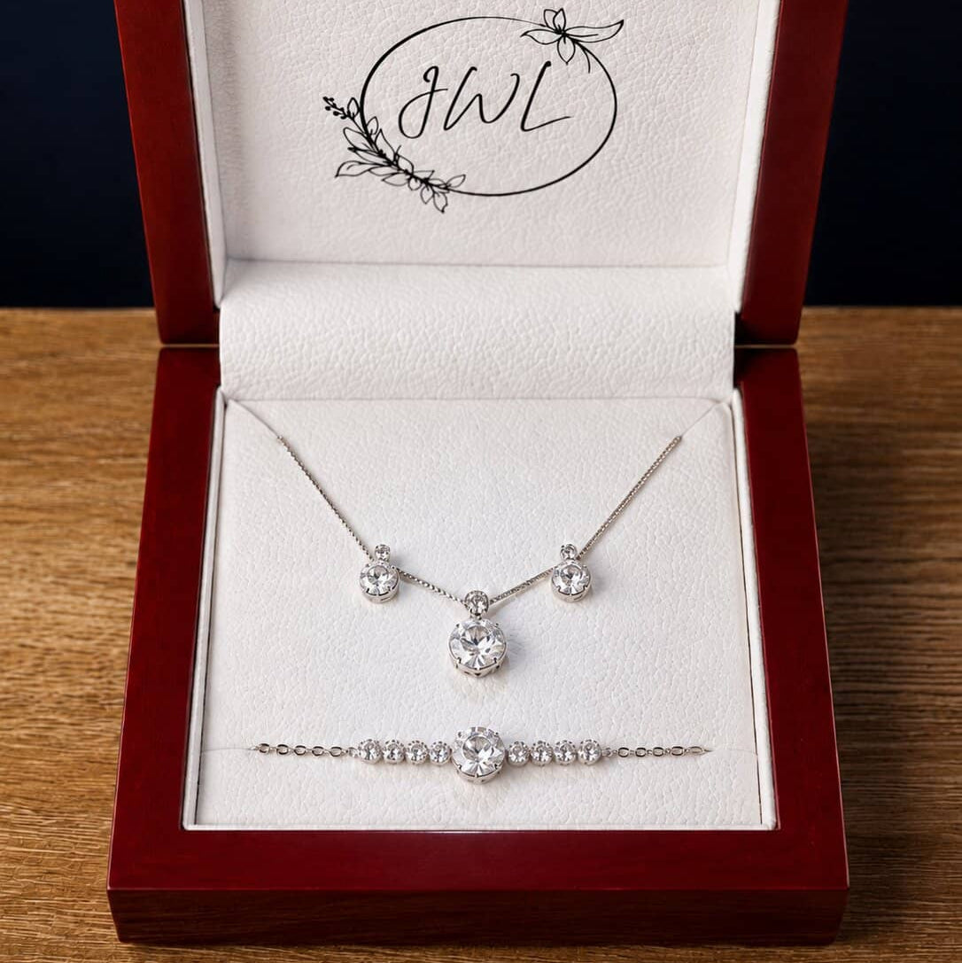 3-Piece Diamond White Crystal Jewellery Gift Set