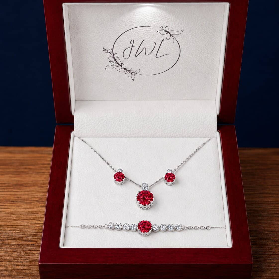 3-Piece Ruby Red Crystal Jewellery Gift Set