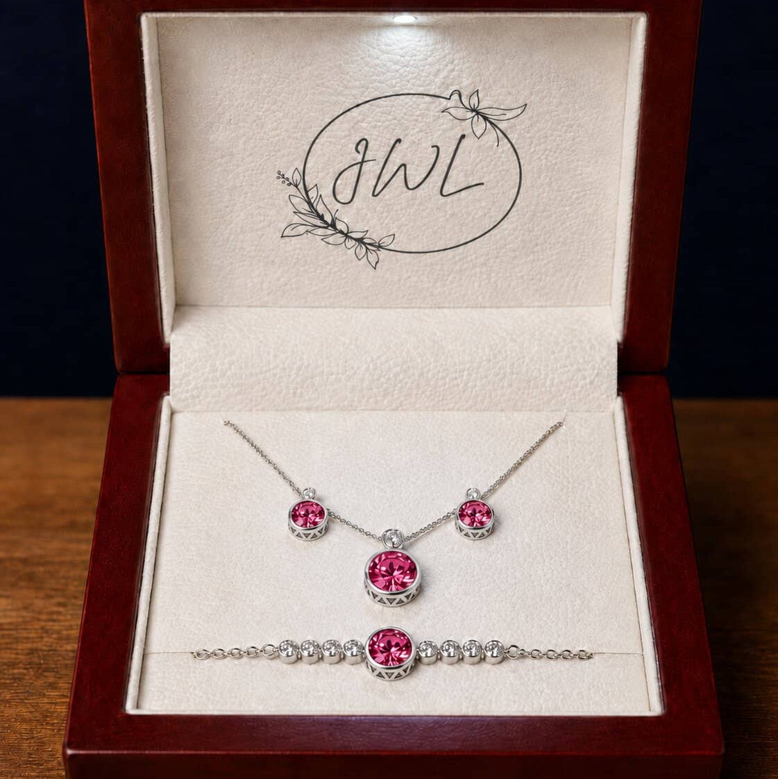 3-Piece Tourmaline Pink Crystal Jewellery Gift Set