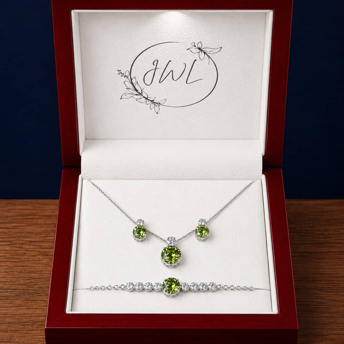 3-Piece Peridot Green Crystal Jewellery Gift Set