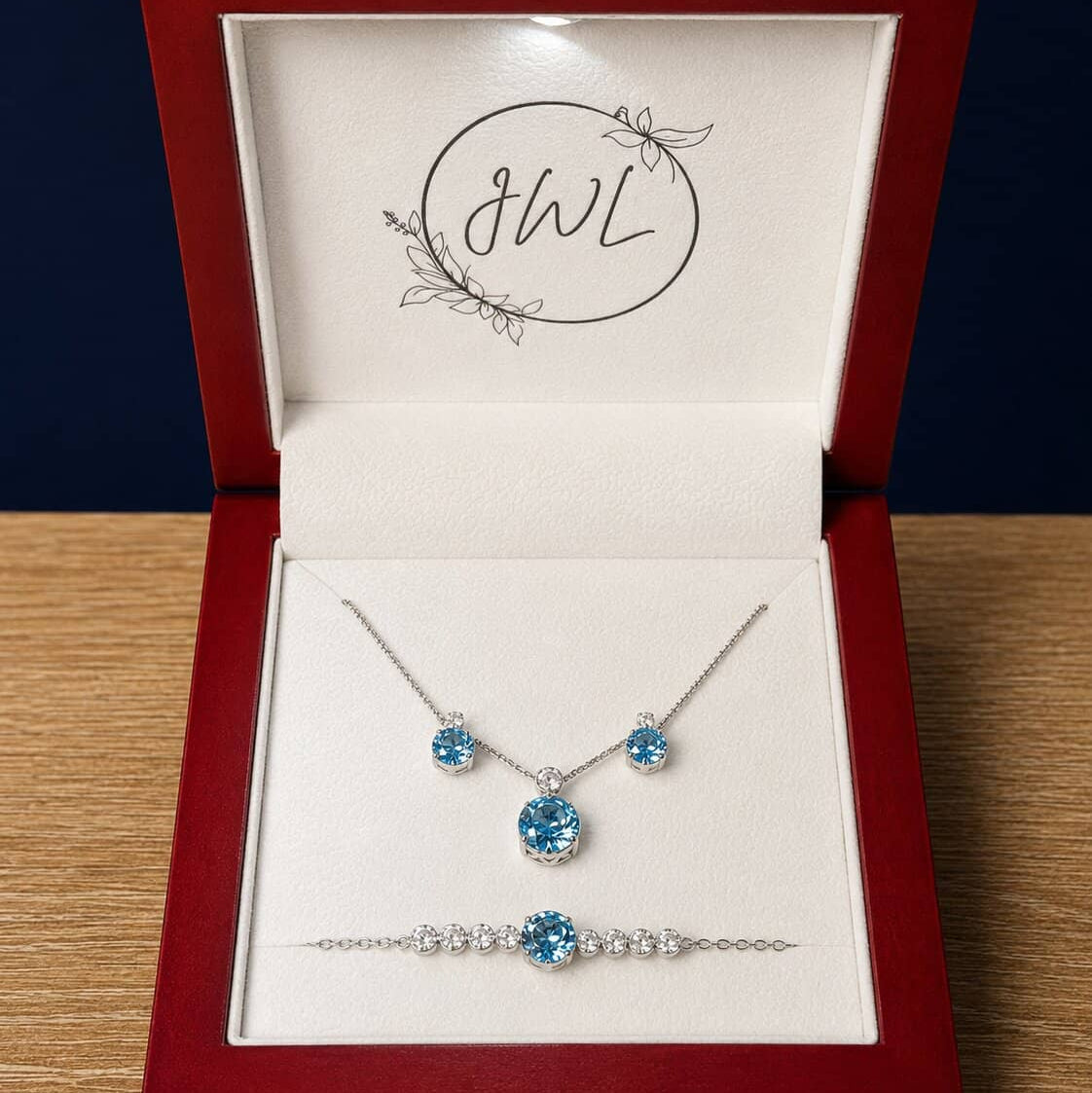 3-Piece Blue Topaz Crystal Jewellery Gift Set