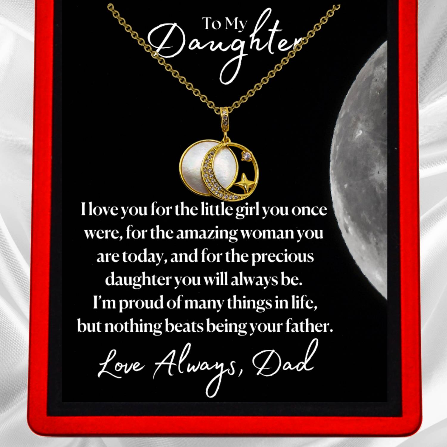 To my Daughter, "Proud Parent" Guiding Star Necklace - Gold Vermeil & Sterling Silver - DT64